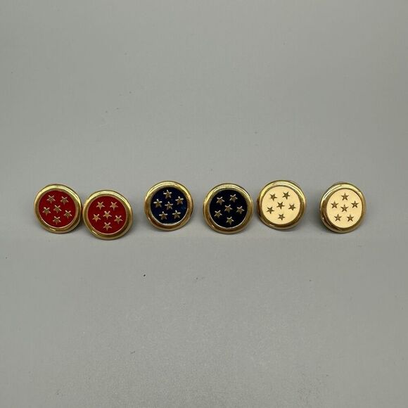 Jewelry - Vintage Olympic Stud Earrings USA 36 USC 380 Stars 3 Pairs Red White Blue